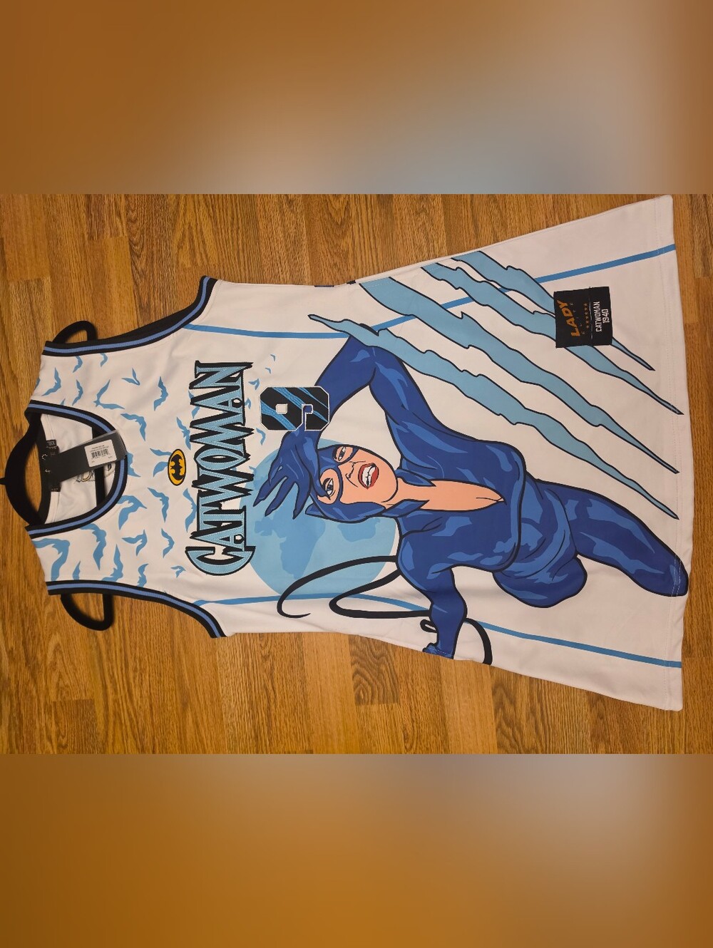 Catwoman Graphic Tank Bodysuit - White & Blue